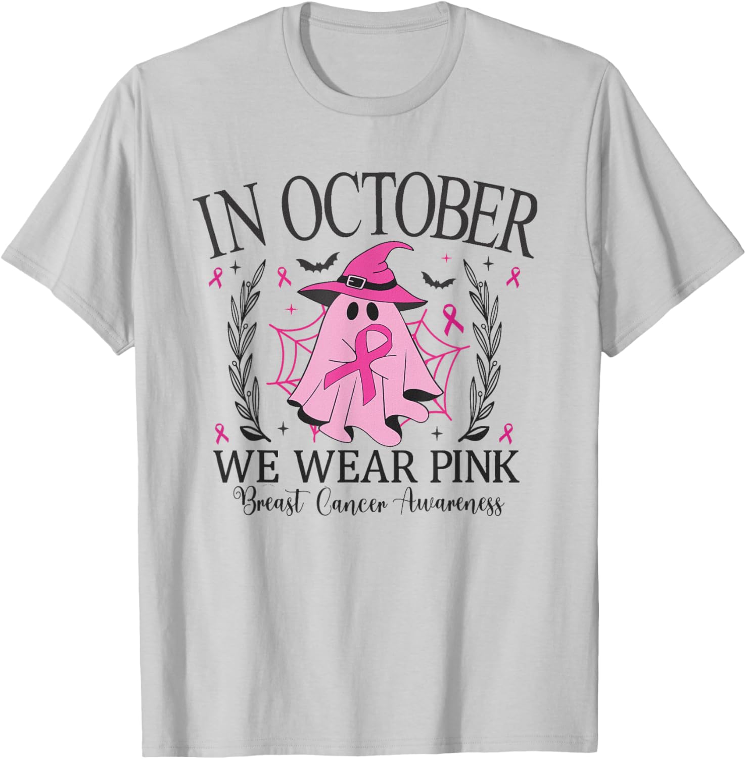 In October We Wear Pink Breast Cancer Awareness pink ribbon T-Shirt - T-Shirt | Ash