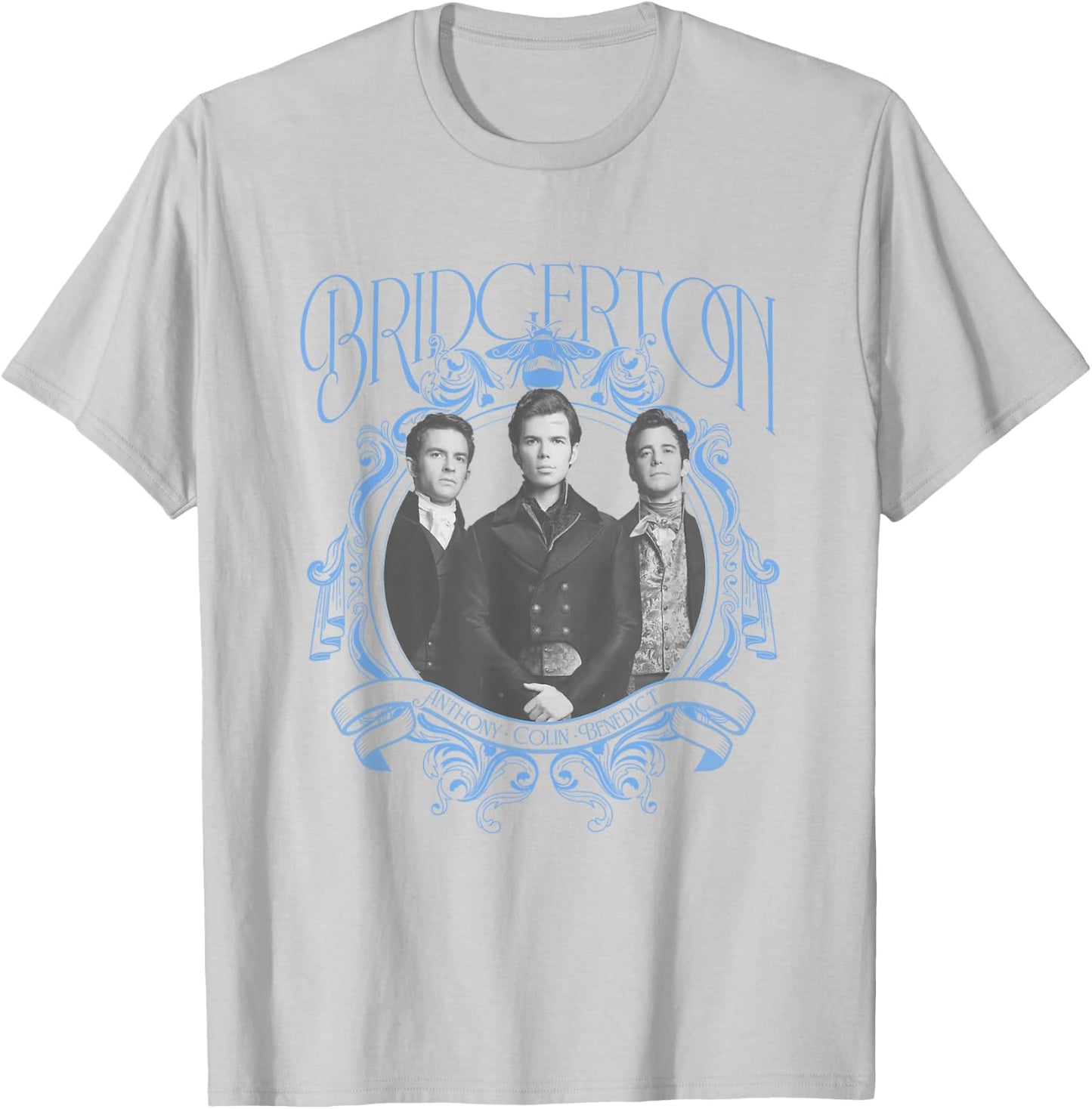 Bridgerton Vintage Chest Portrait - , Blue, Small, Short Sleeve, Classic Fit, Crew Collar, Polyester 65% Cotton 35% T-Shirt - T-Shirt | Ash