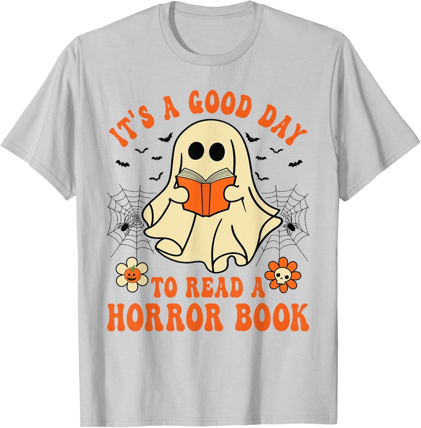 It's A Good Day To Read A Horror Book Lovers Halloween Ghost T-Shirt - T-Shirt | Ash