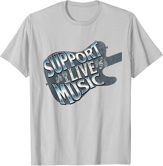 Support Live Music Live Band Concert Lover Live Music T-Shirt - T-Shirt | Ash