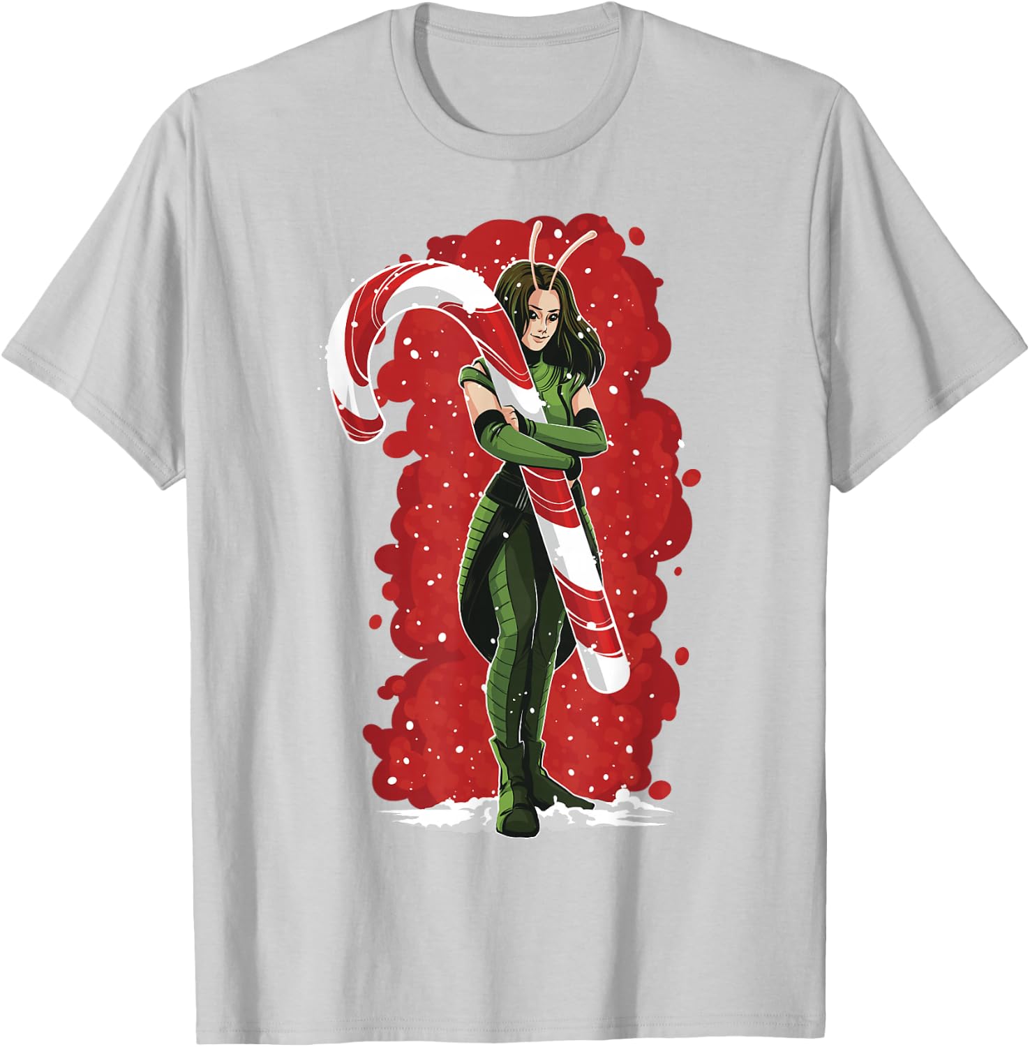 Marvel Guardians of The Galaxy Holiday Special Mantis Cane T-Shirt - T-Shirt | Ash