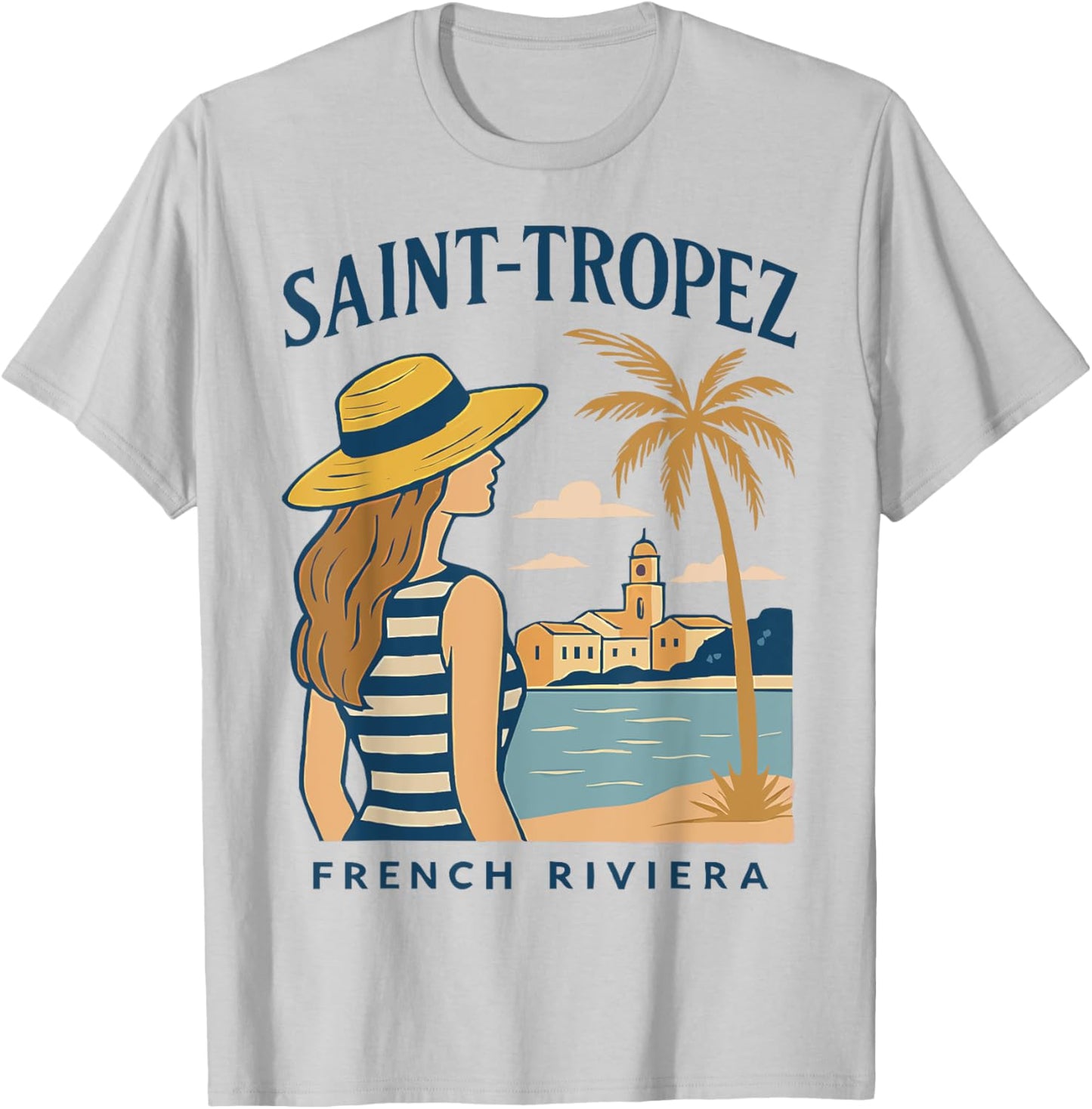 Saint-Tropez Vintage Frau Côte d'Azur Retro Urlaub Geschenk T-Shirt - T-Shirt | Ash
