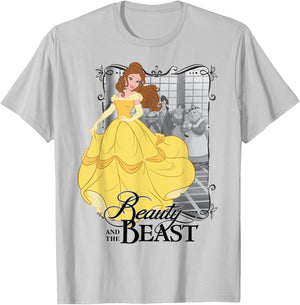 Disney Beauty and the Beast Graphic , grey, S T-Shirt - T-Shirt | Ash