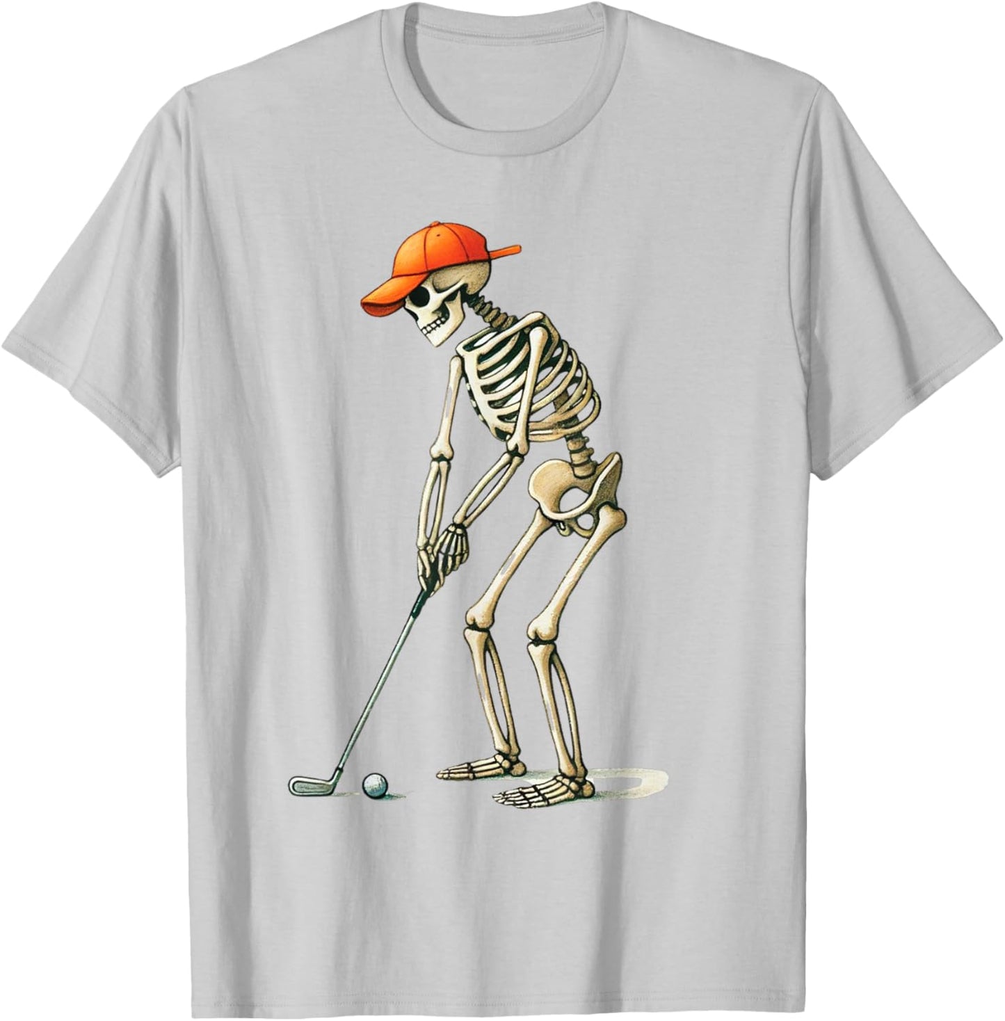 Skeleton Golf Halloween Golfer Golf Player Funny Men Dad T-Shirt - T-Shirt | Ash