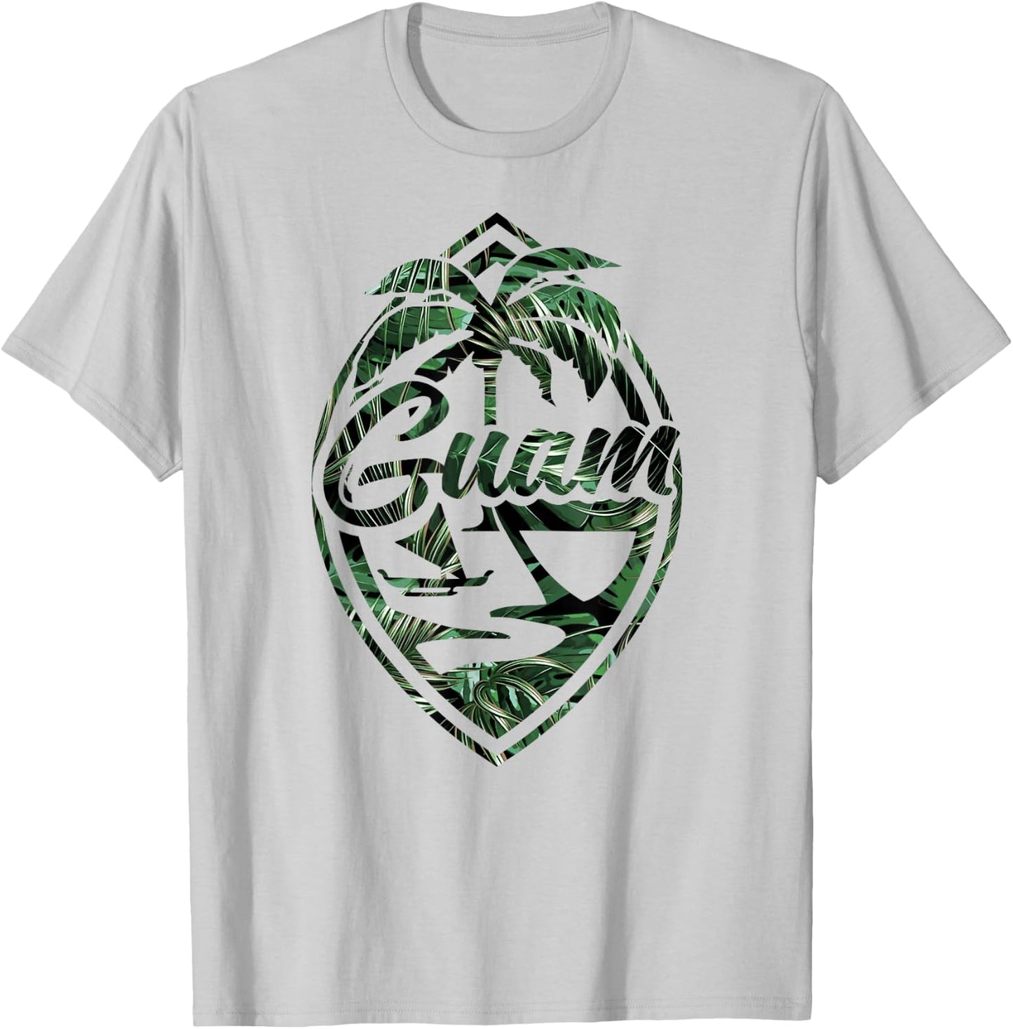 Tropical Palm Guam Seal - Hafa Adai Guam T-Shirt - T-Shirt | Ash