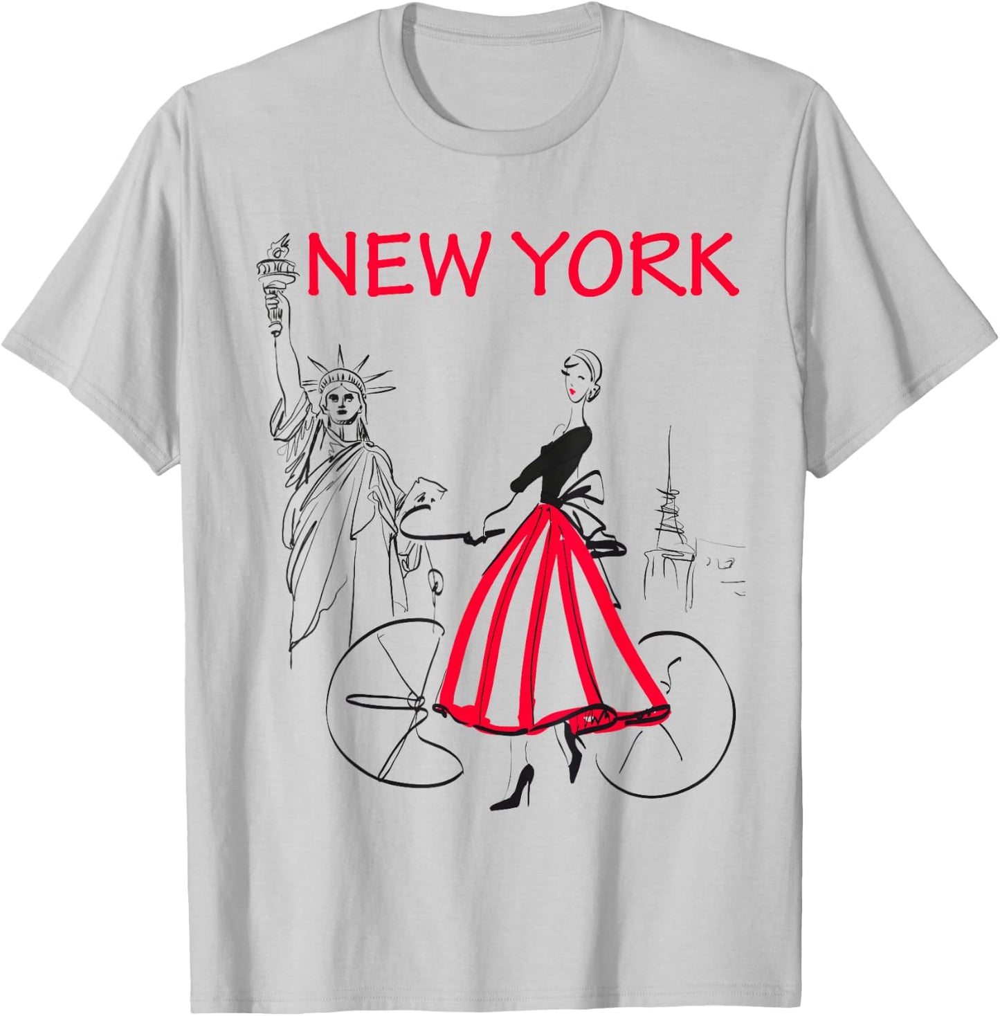New York Woman - New York Bicycle - 5 Colors T-Shirt - T-Shirt | Ash