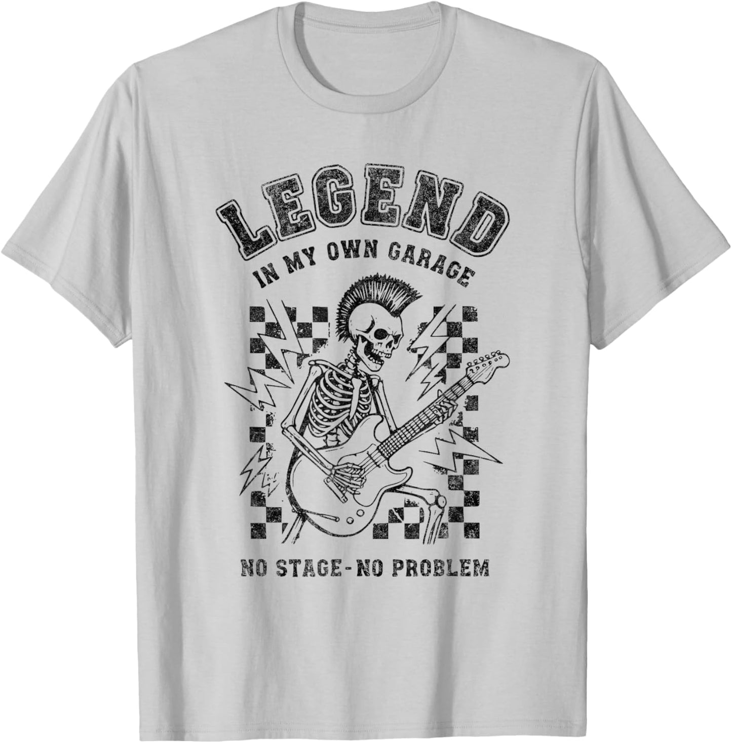 Guitar Dad Legend No Stage No Problem Design Punk Rock T-Shirt - T-Shirt | Ash