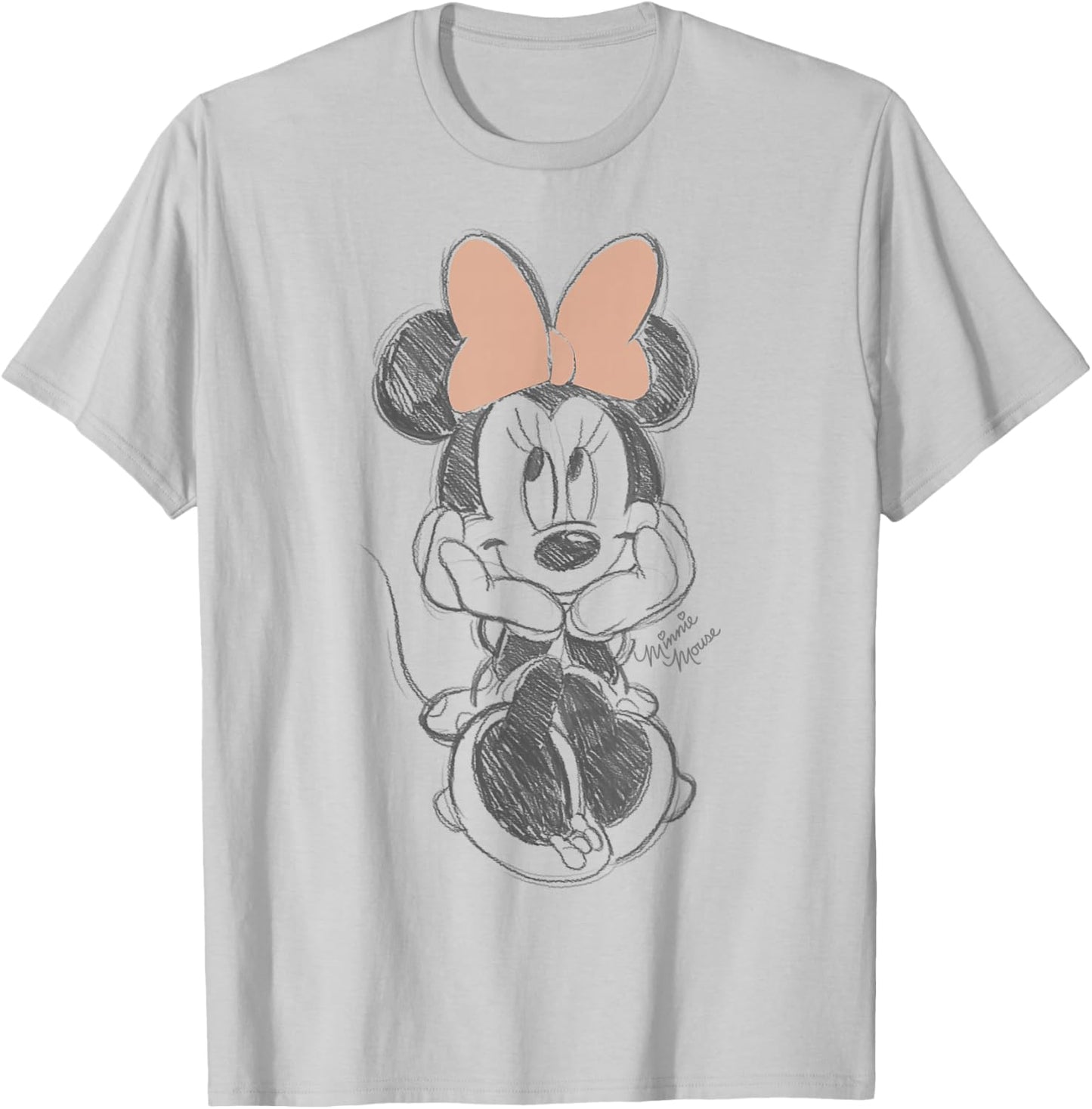 Disney Minnie Mouse Classic Sketch Cute Vintage Portrait T-Shirt - T-Shirt | Ash