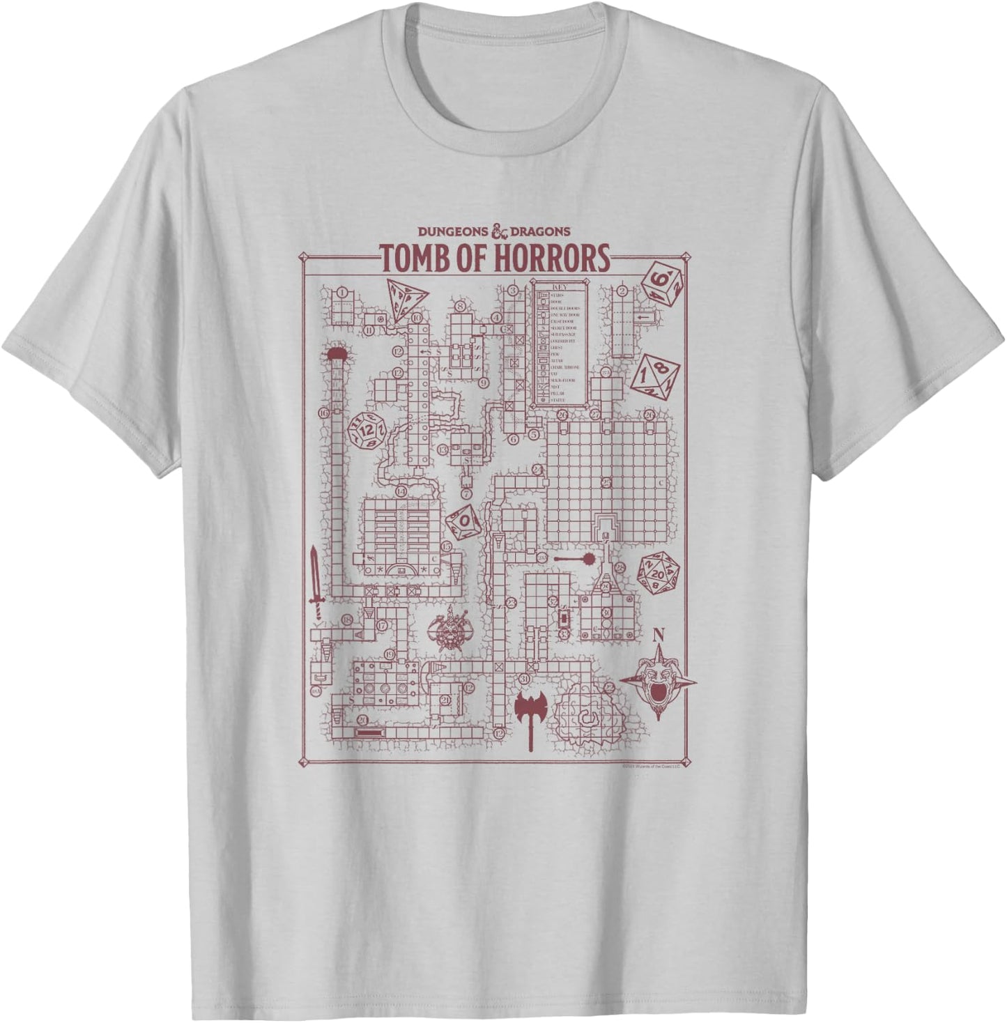 Dungeons & Dragons Tomb Of Horrors Map T-Shirt - T-Shirt | Ash