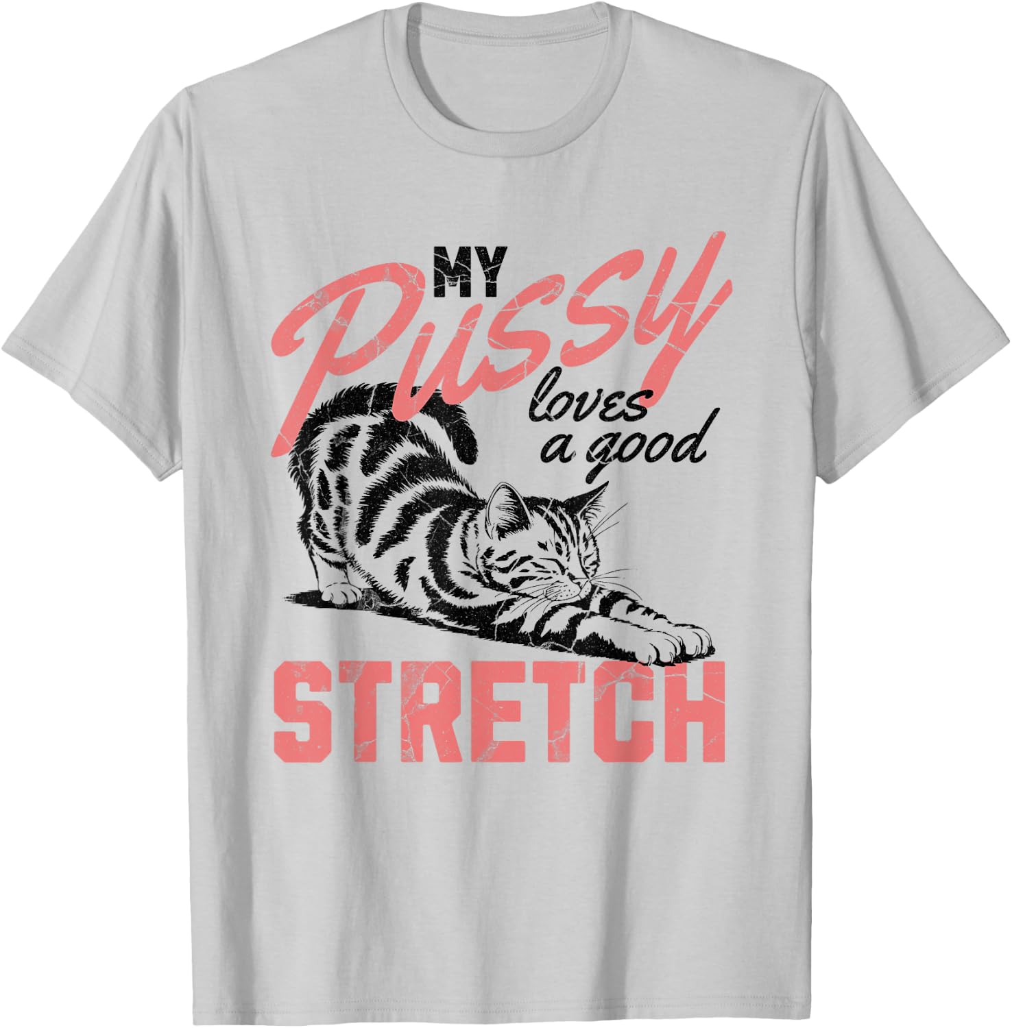 My Pussy Love A Good Stretch Funny Vintage T-Shirt - T-Shirt | Ash