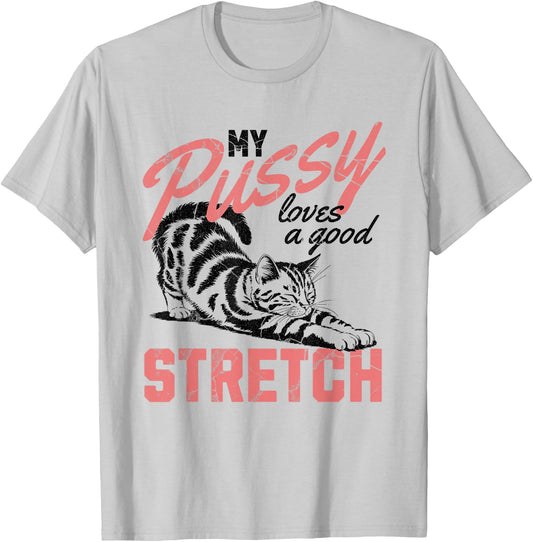 My Pussy Love A Good Stretch Funny Vintage T-Shirt - T-Shirt | Ash