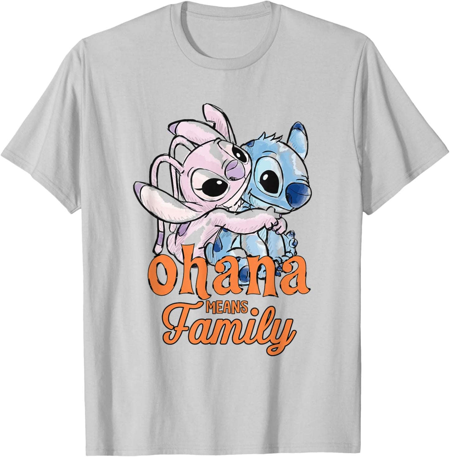 Lilo & Stitch Ohana Angel Hug T-Shirt - T-Shirt | Ash
