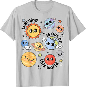 Teacher Space Science Learning Is Out Of World Solar System Women Girls Kids T-Shirt - T-Shirt | Ash