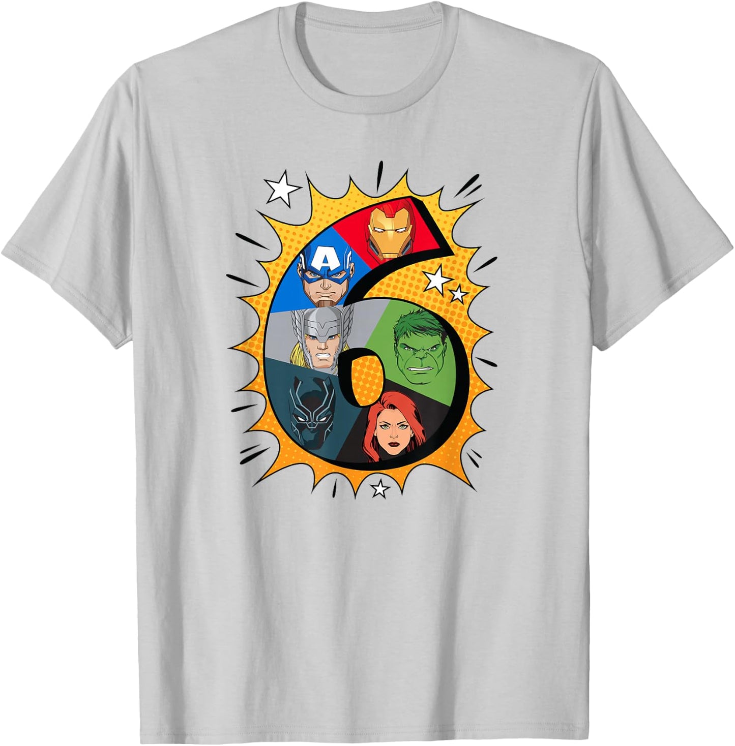 Marvel Avengers Comic Super Heroes 6th Birthday T-Shirt - T-Shirt | Ash