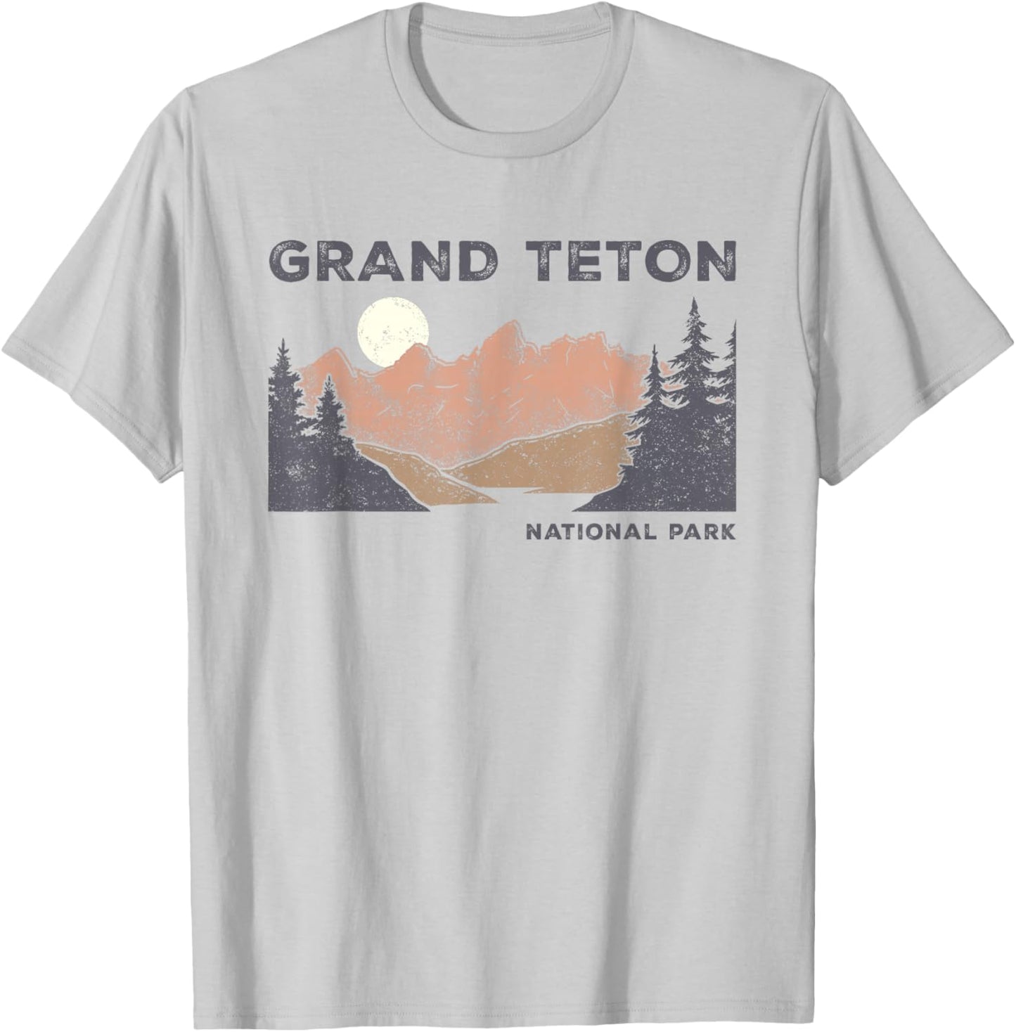 Retro Grand Teton National Park Wyoming Vintage T-Shirt - T-Shirt | Ash