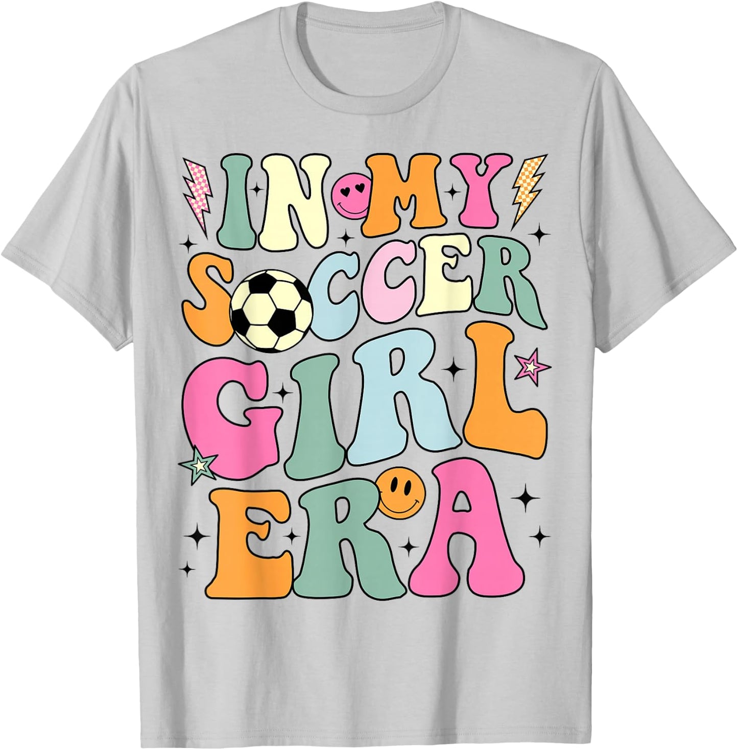 In My Soccer Girl Era Retro Groovy Soccer Girl T-Shirt - T-Shirt | Ash