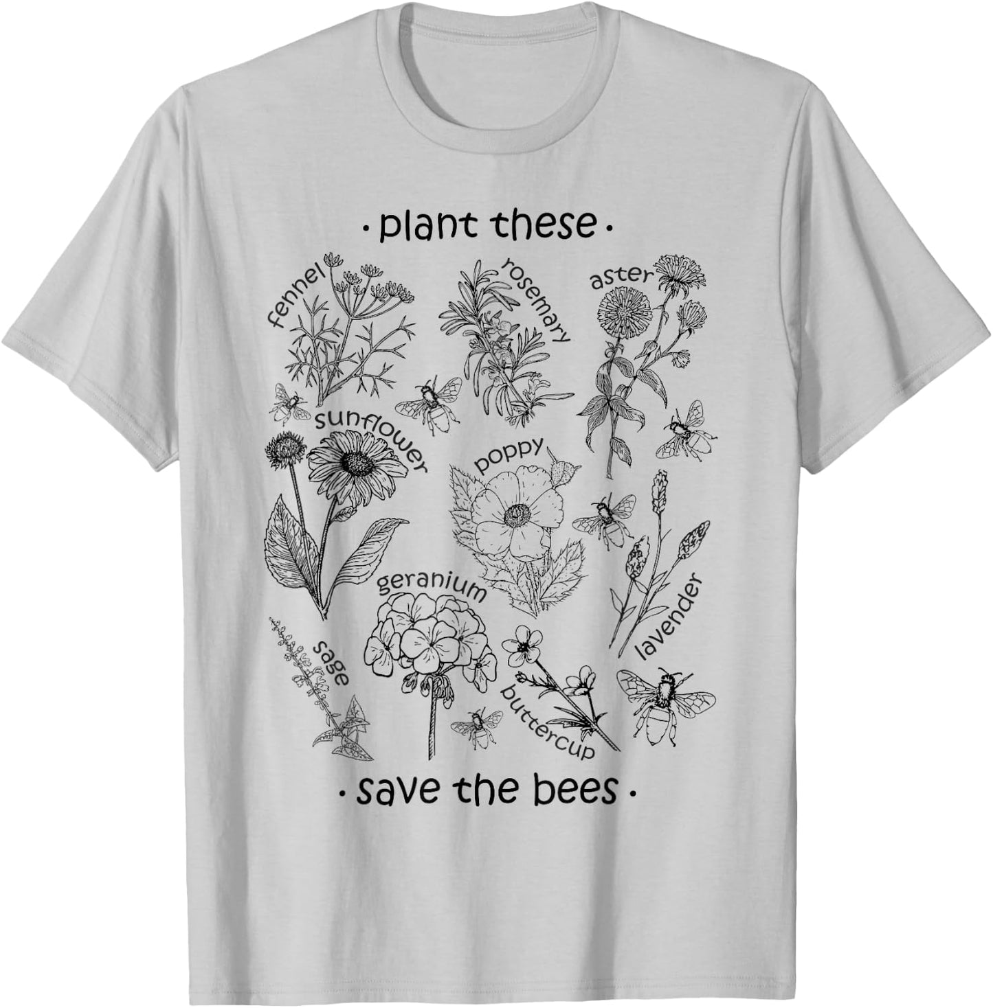 Plant These Save The Bees Shirt Yellow T-Shirt - T-Shirt | Ash