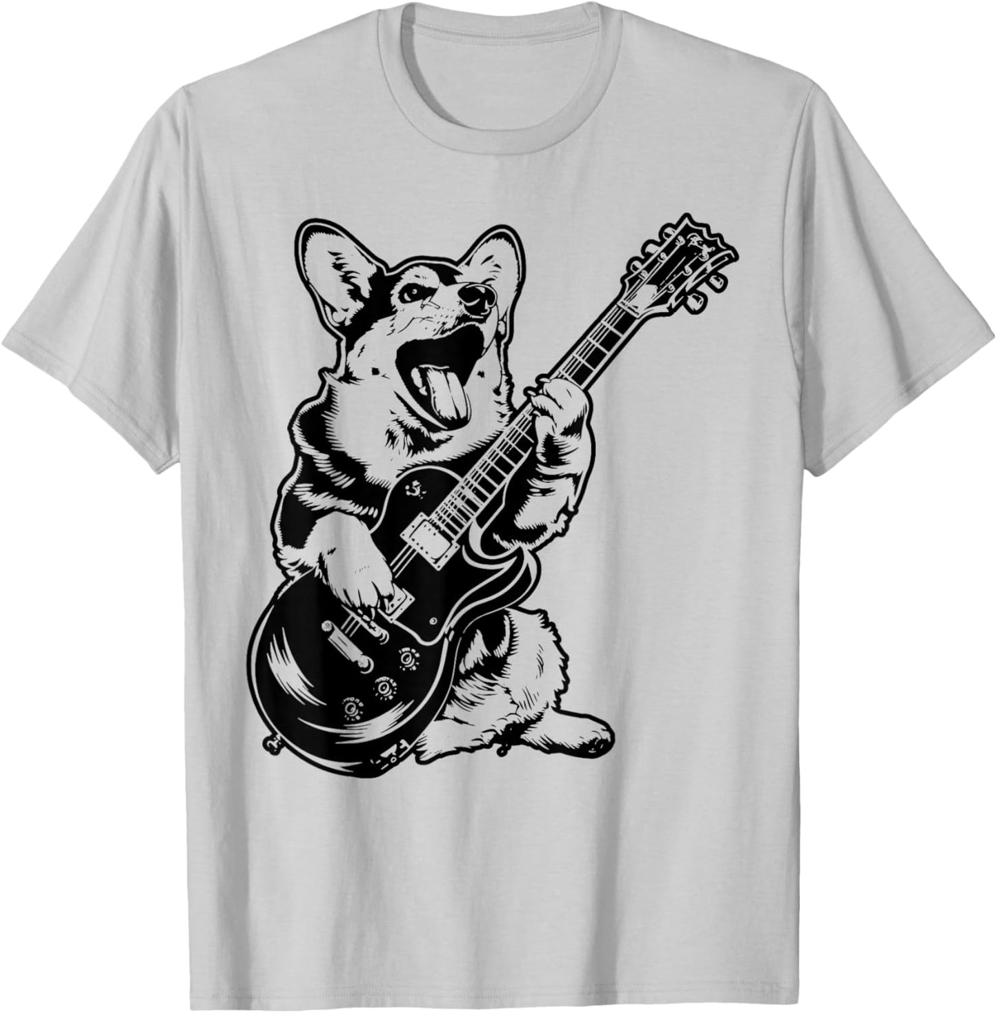 Dog Guitarist Guitar - Pembroke Welsh Corgi Dad Mom T-Shirt - T-Shirt | Ash