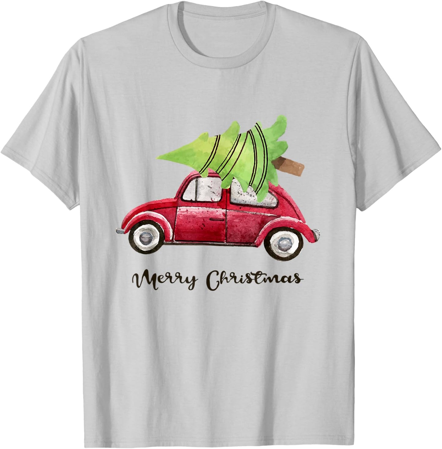 Red Truck Christmas Tree Pajamas T-Shirt - T-Shirt | Ash