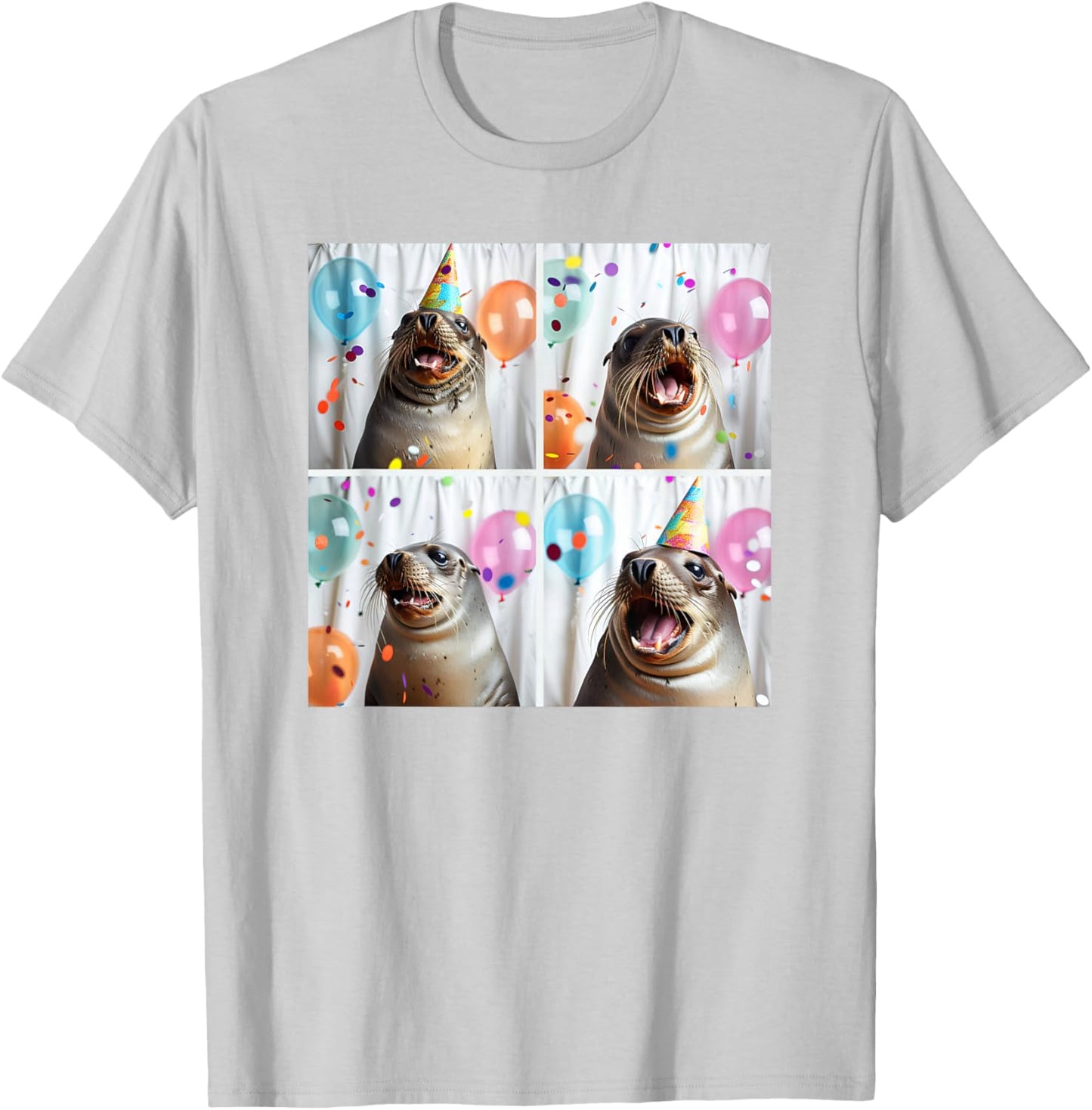 Seal Face Party Hat Ocean Seal Lover Funny Harbor Seal Pup T-Shirt - T-Shirt | Ash