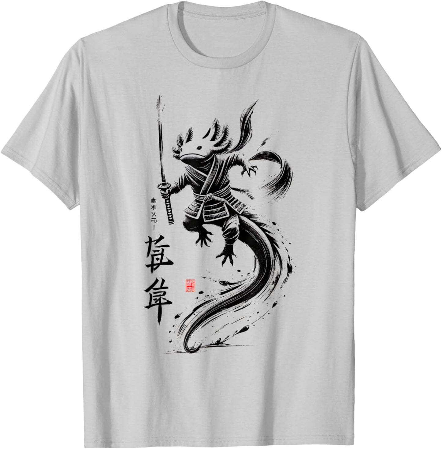 Japan Axolotl Ninja Japanese Samurai Warrior Boys Girls Kids T-Shirt - T-Shirt | Ash