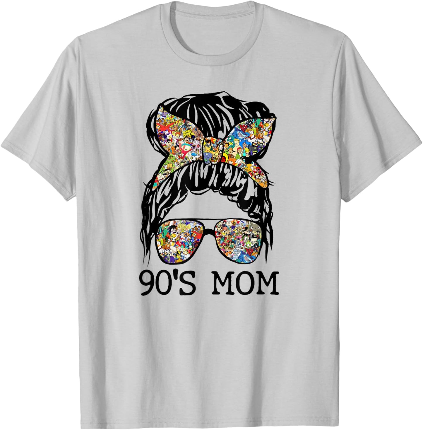 90's Mom Mama Momlife Mother's Day Present Mommy Messy Bun T-Shirt - T-Shirt | Ash