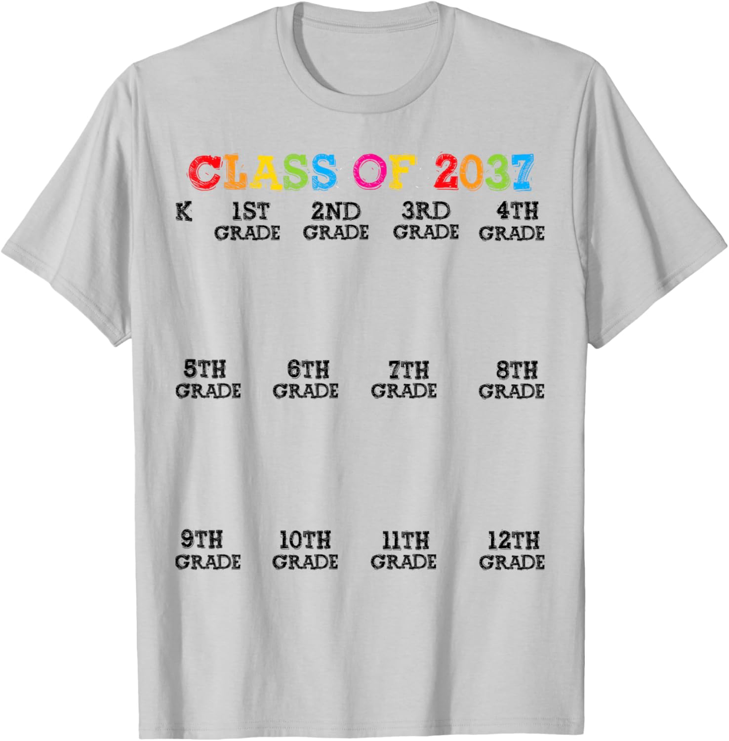 Class Of 2037 Handprint Shirt, Grow With Me Kindergarten Kid T-Shirt - T-Shirt | Ash