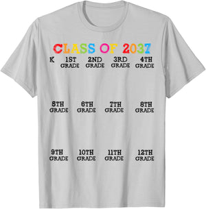 Class Of 2037 Handprint Shirt, Grow With Me Kindergarten Kid T-Shirt - T-Shirt | Ash