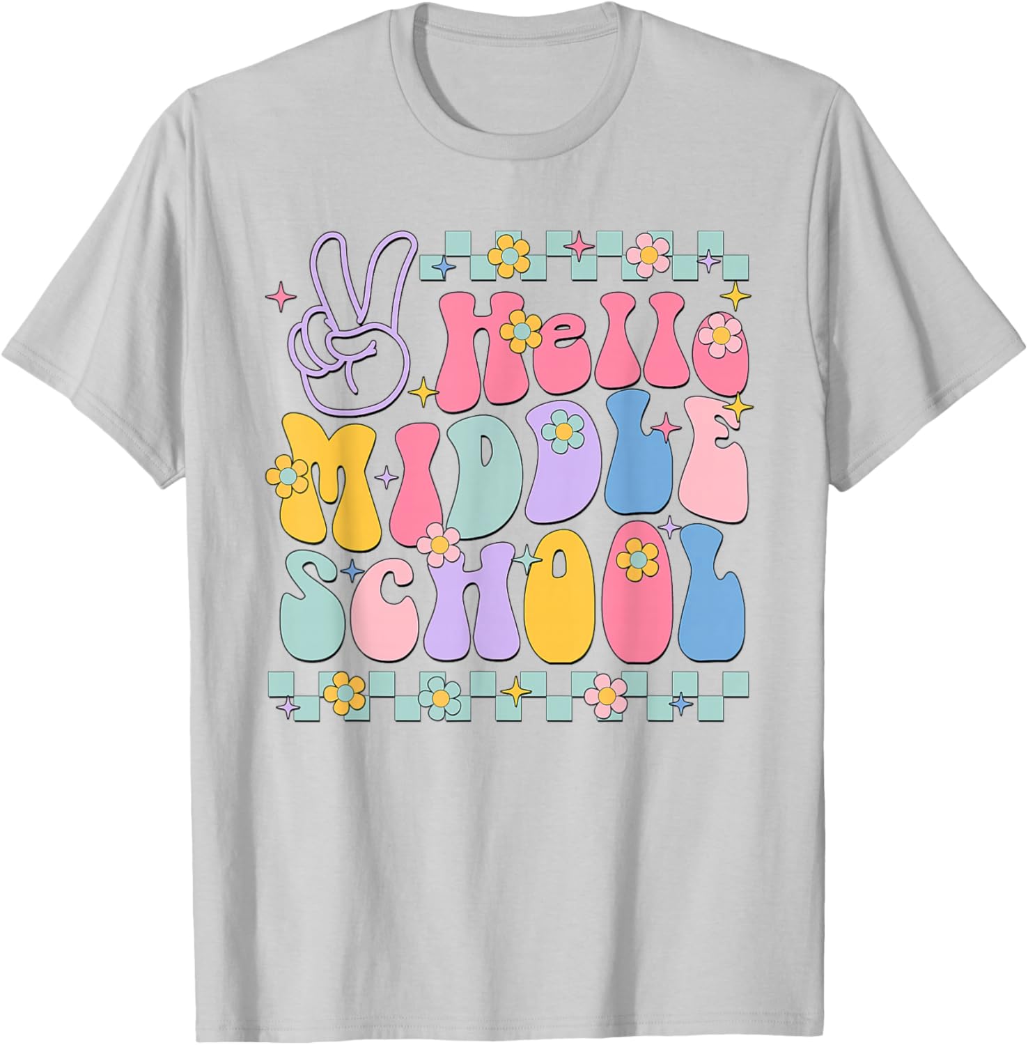 Hello Middle School Back To School Teachers Boys Girls Kids T-Shirt - T-Shirt | Ash