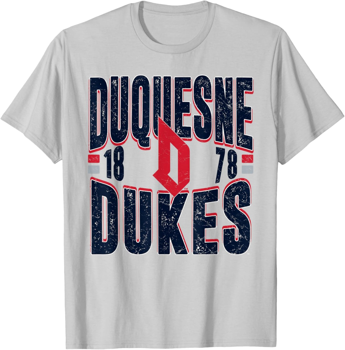 Duquesne Dukes Vintage 90's Retro White Officially Licensed T-Shirt - T-Shirt | Ash