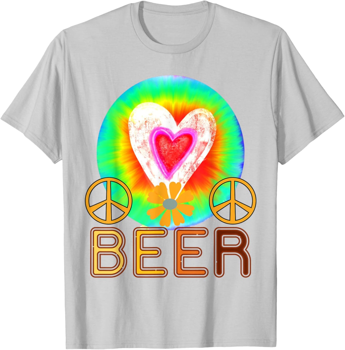 Peace Love Beer Hippie Gifts,Beer Love ,Tie Die Beer T-Shirt - T-Shirt | Ash