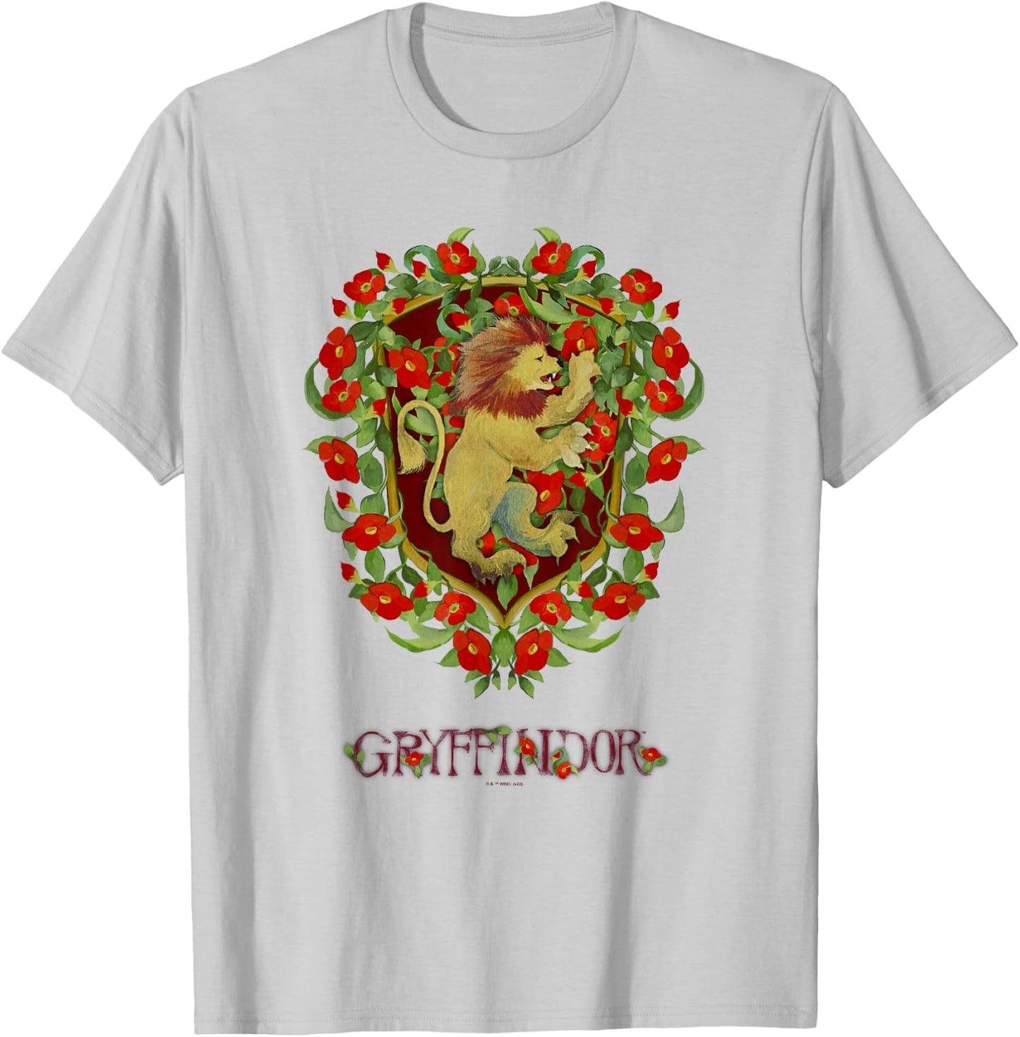 Harry Potter Floral Gryffindor Lion Watercolor T-Shirt - T-Shirt | Ash