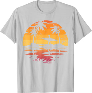 Water Sports Surfer Tropical Summer Sunset Surfing T-Shirt - T-Shirt | Ash