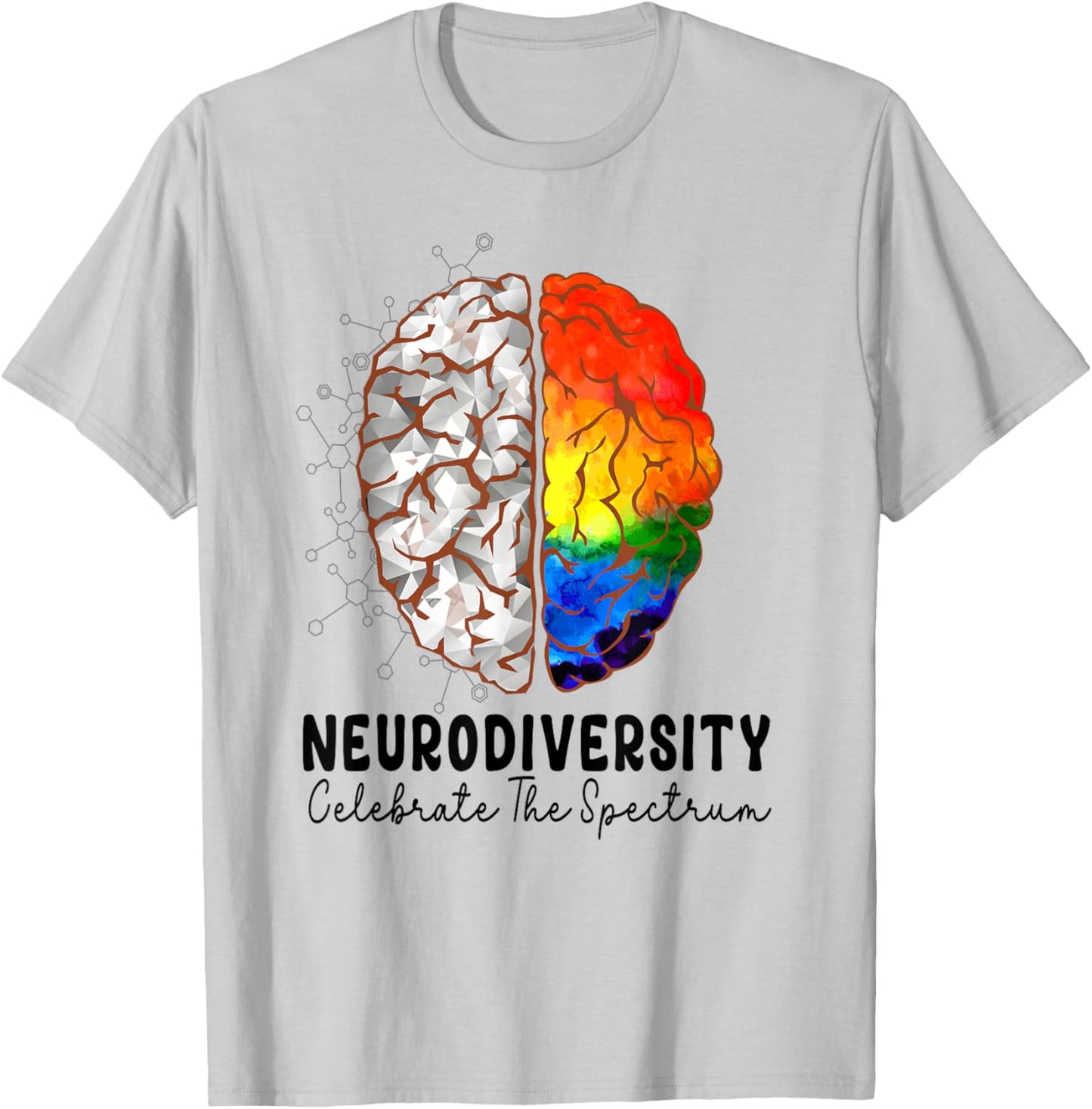 Neurodiversity celebrate the spectrum Brain Autism Awareness T-Shirt - T-Shirt | Ash