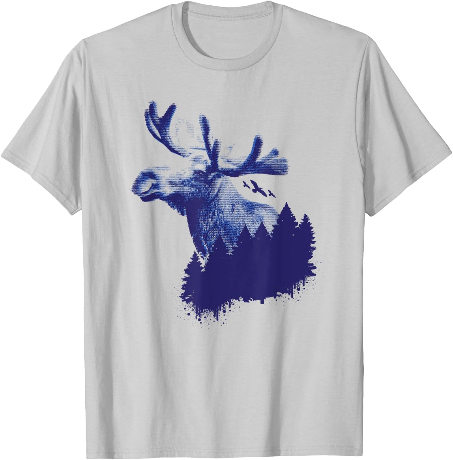 Moose Forest Trees Environmental Protection T-Shirt - T-Shirt | Ash