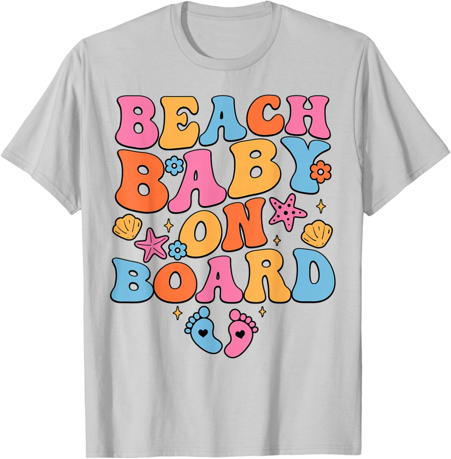 Beach Baby On Board Pregnancy Baby Announcement Cruise Trip T-Shirt - T-Shirt | Ash