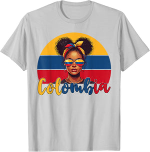 Colombian Girl Colombia Flag Proud Afro Colombian Women T-Shirt - T-Shirt | Ash