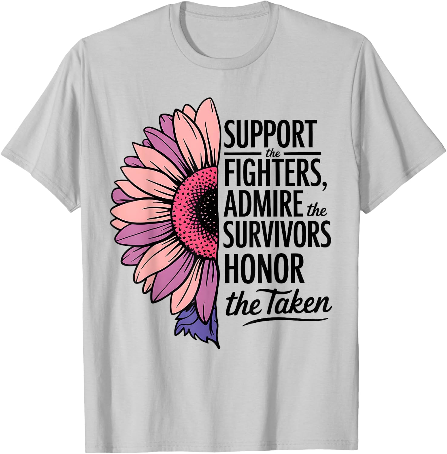 Breast Cancer Support Admire Honor Breast Cancer Awareness T-Shirt - T-Shirt | Ash