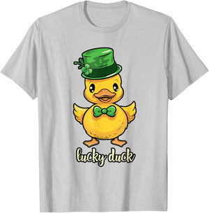 Cute St Patricks Day Lucky Duck for Kids Boys Girls Women T-Shirt - T-Shirt | Ash