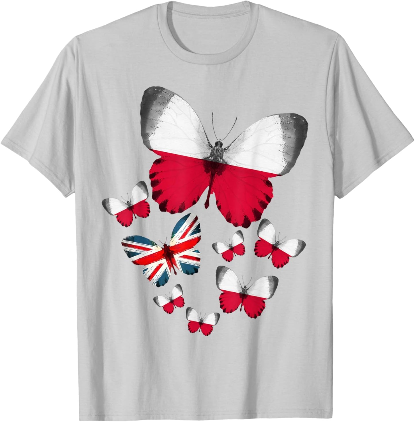 Polish Flag Outfit Ideas For Kids & Poland British Butterfly T-Shirt - T-Shirt | Ash