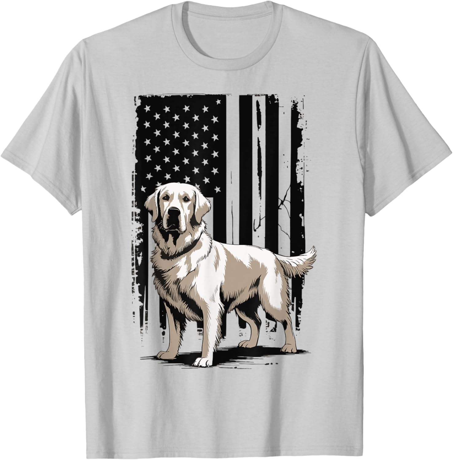 Golden Retriever USA Flag T-Shirt - T-Shirt | Ash