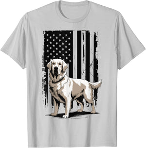 Golden Retriever USA Flag T-Shirt - T-Shirt | Ash