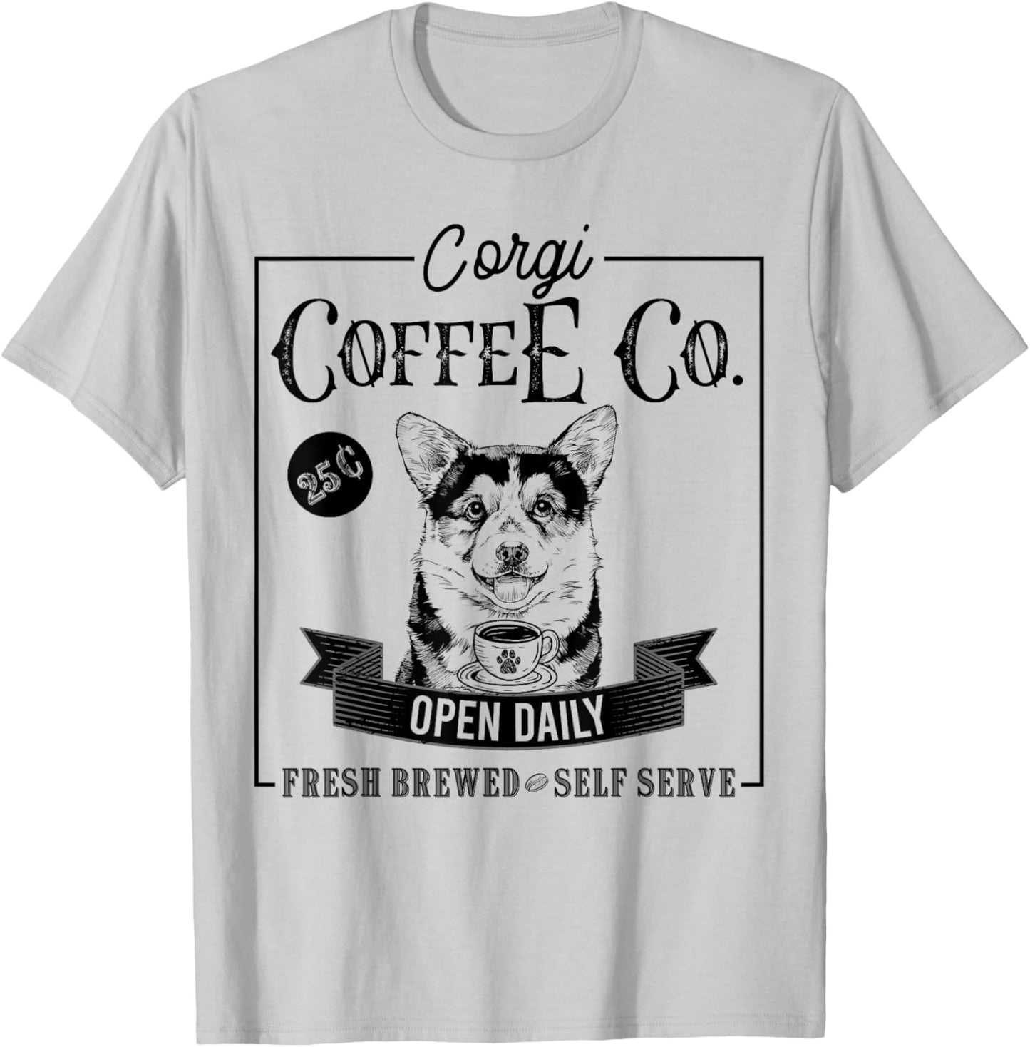 Retro Pembroke Welsh Corgi Coffee Funny Dog Mom Coffee Lover T-Shirt - T-Shirt | Ash