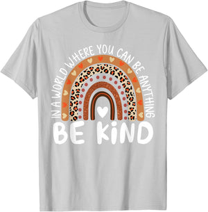 Unity Day Orange Anti Bullying Kids Girls Leopard Rainbow T-Shirt - T-Shirt | Ash