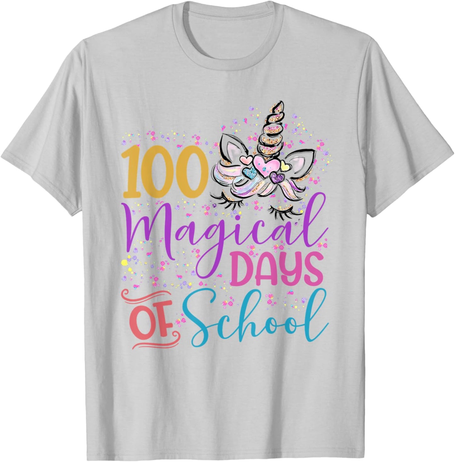 I Magically Survived 100 Days Unicorn Teacher 100th Day Men Women Kids T-Shirt - T-Shirt | Ash