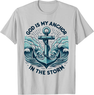 God is My Anchor in The Storm Christian Jesus Christ Bible T-Shirt - T-Shirt | Ash