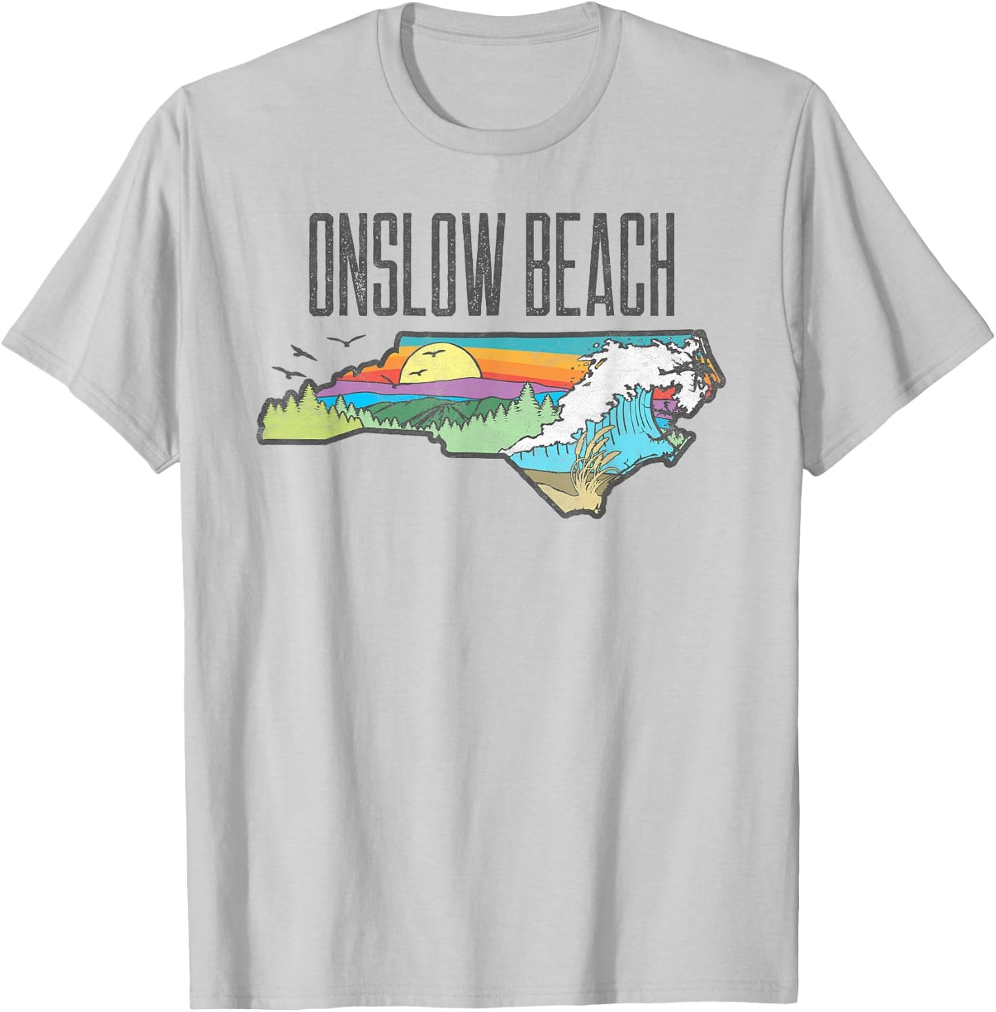 Onslow Beach State of North Carolina Outdoors Graphic T-Shirt - T-Shirt | Ash