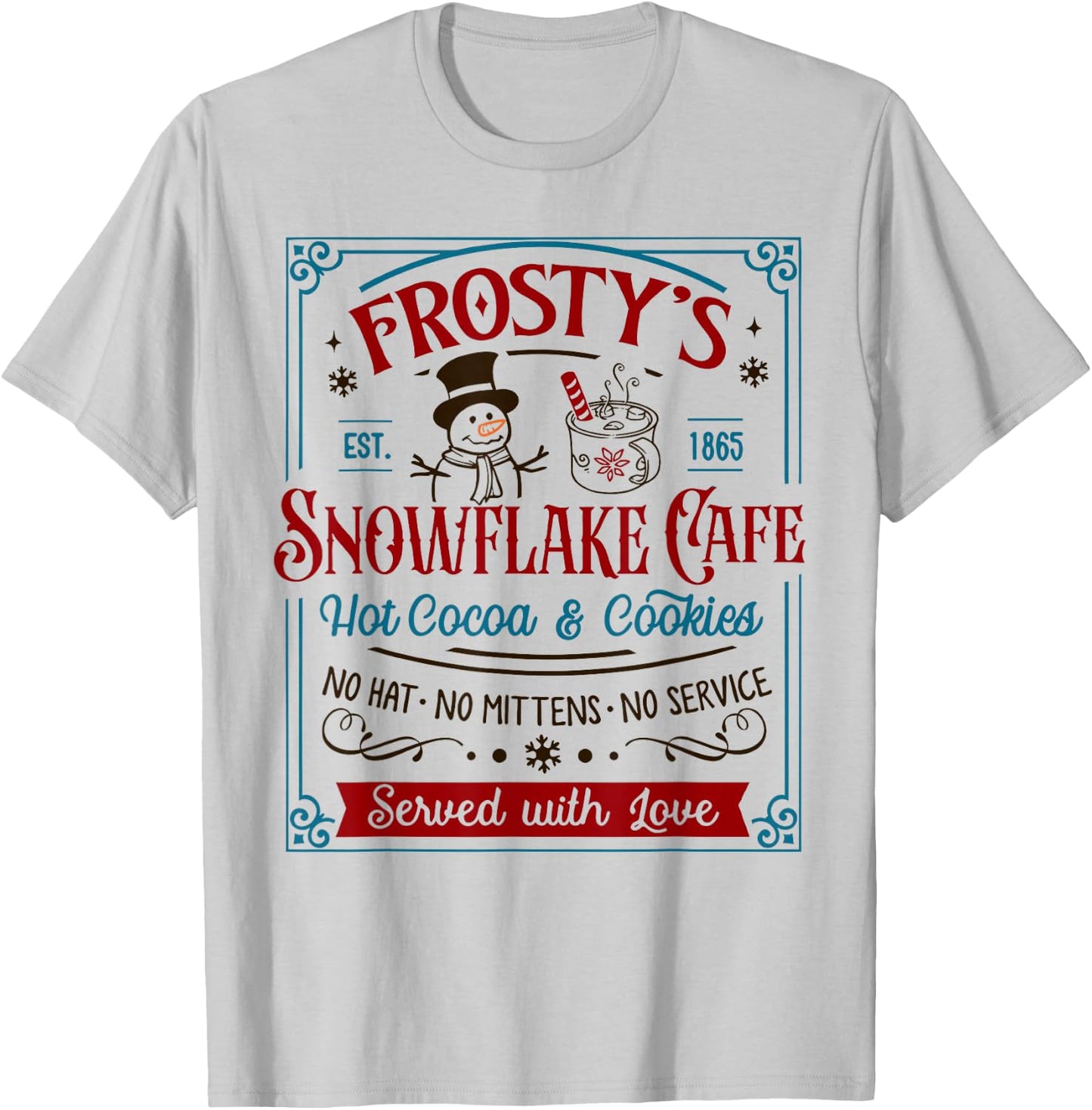 Old Fashioned Frosty's Snowflake Cafe Coffee Lovers Xmas T-Shirt - T-Shirt | Ash