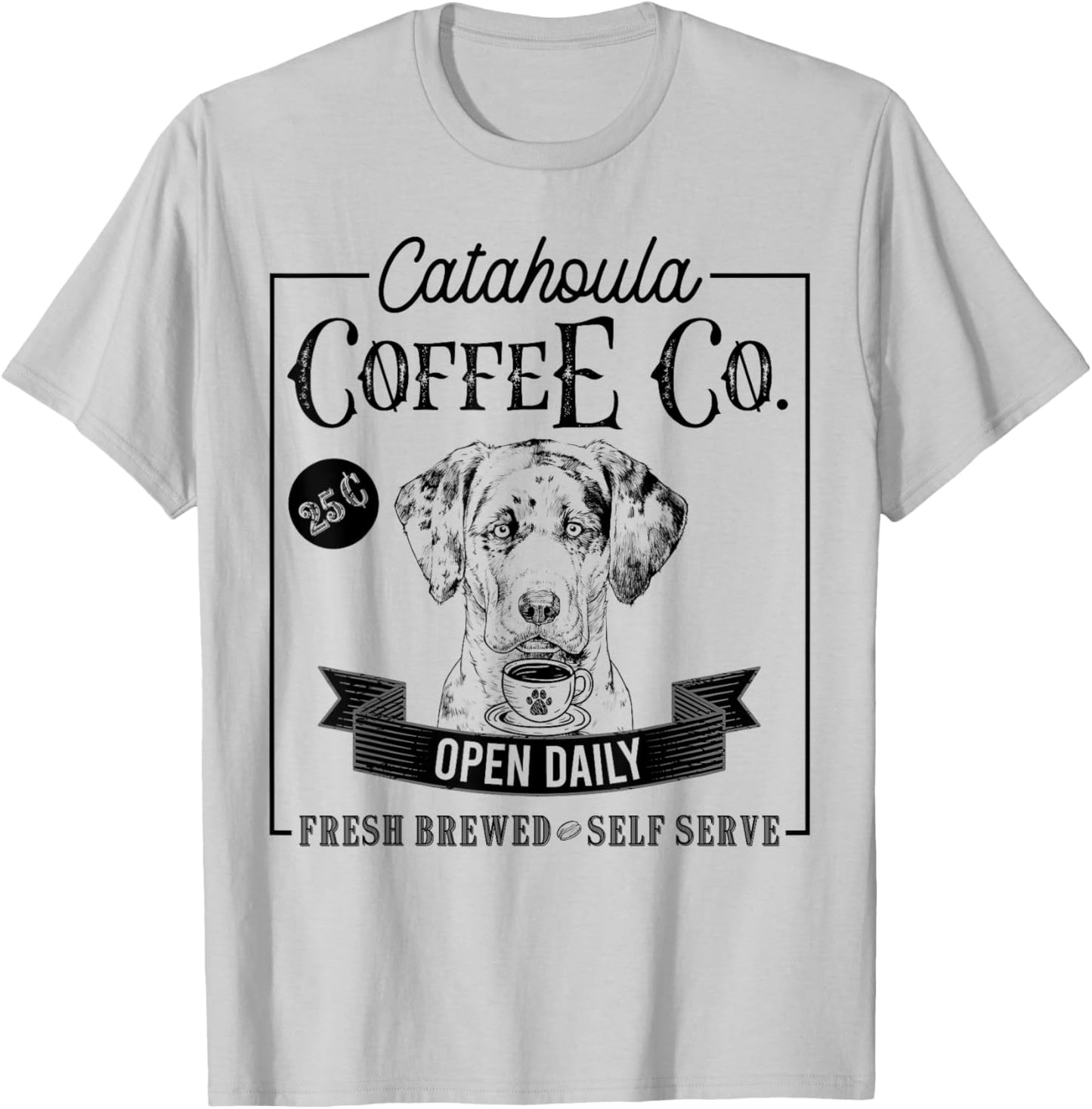 Retro Catahoula Leopard Dog Coffee Funny Dog Coffee Lover Women Girls Kids T-Shirt - T-Shirt | Ash