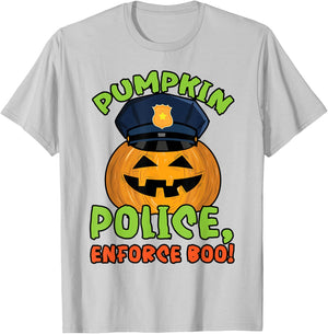 Pumpkin Police, Enforce Boo! Policeman Spooky Halloween T-Shirt - T-Shirt | Ash